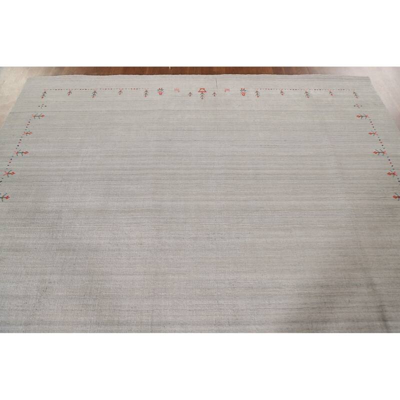 Gabbeh Indian Area Rug Handmade Beige Wool Carpet - 7'7"x 9'8"