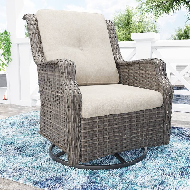Cozywor Wicker Patio Outdoor Lounge Chair Swivel Rocking Chair