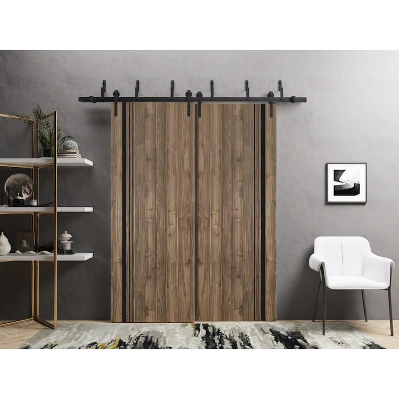 Slab Barn Door Panel 18 x 80 Planum 0011 Walnut with Sturdy Finished