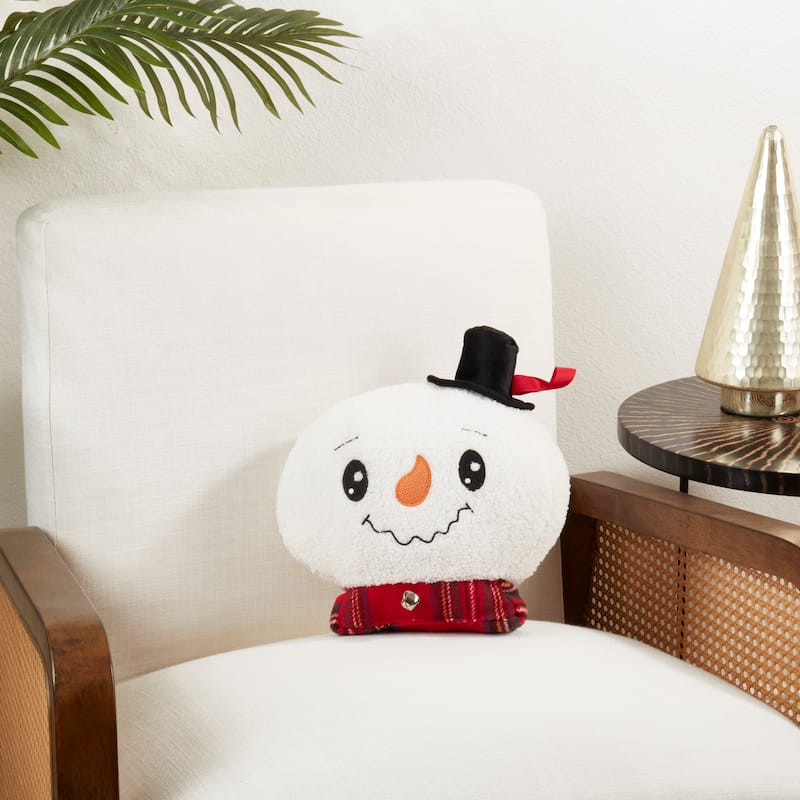 Frosty Comfort Snowman Poly Filled Throw Pillow