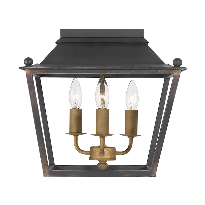 Christoff 3 Light Flush Mount in Antique Black Iron
