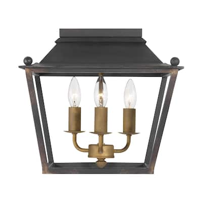 Christoff 3 Light Flush Mount in Antique Black Iron