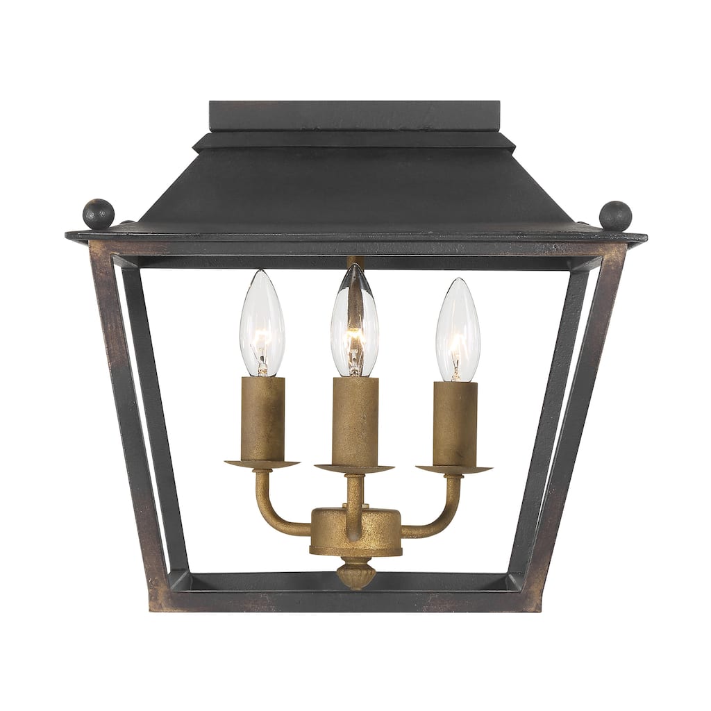 Christoff 3 Light Flush Mount in Antique Black Iron