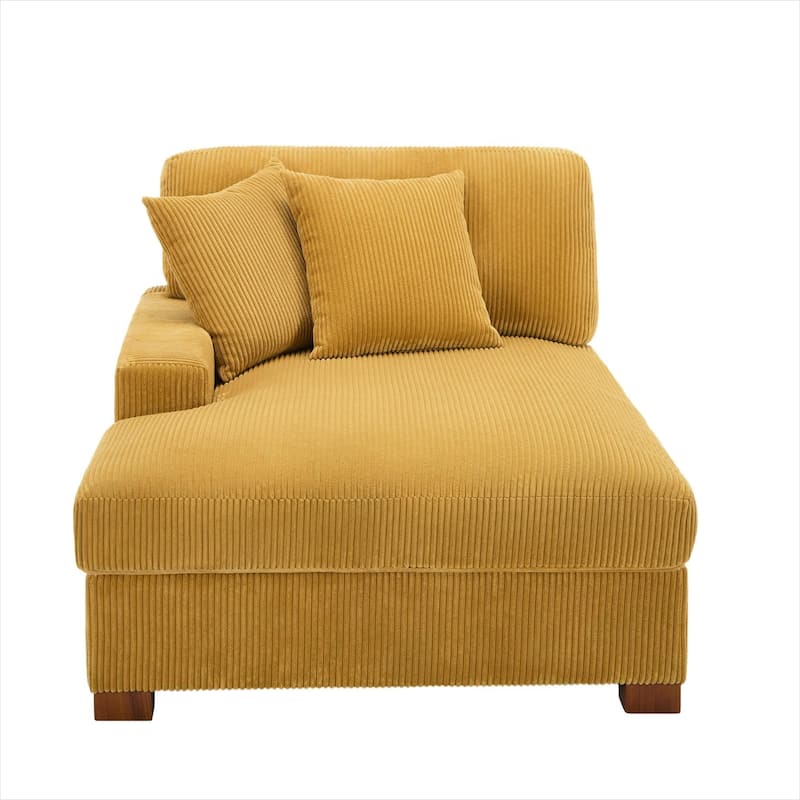 Modern Corduroy Indoor Chaise Lounge Couch with Pillows