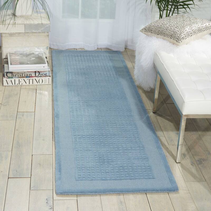 Nourison Hand-tufted Westport Solid Wool Area Rug - 2'3" x 7'6" Runner - Blue