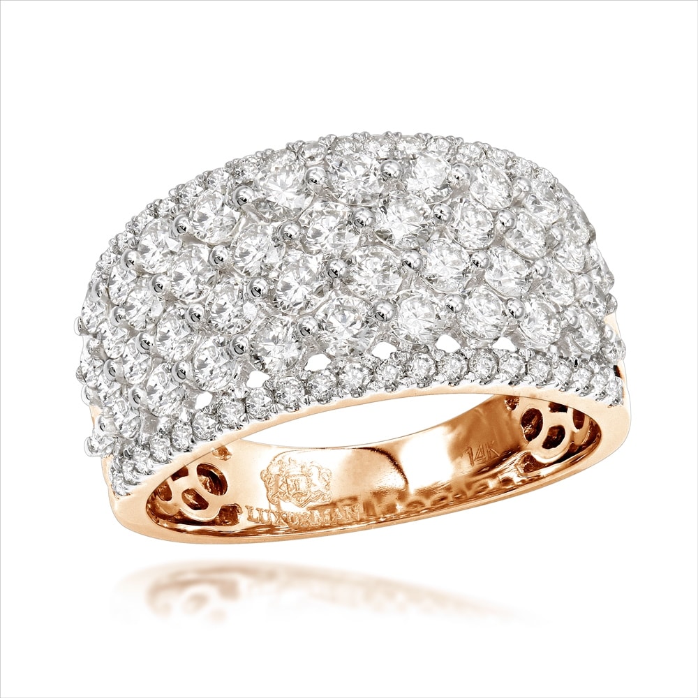 14k Gold Wide 2ct Diamond Ring 