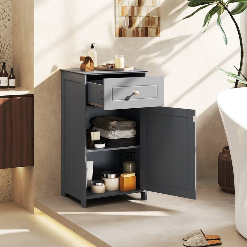 Bathroom Storage Cabinet with Drawer and Adjustable Shelf - 17" x 13.5" x 30.5"