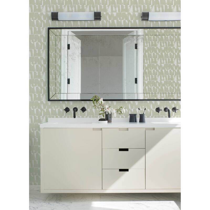 A-Street Prints Bancroft Sage Artistic Stripe Wallpaper