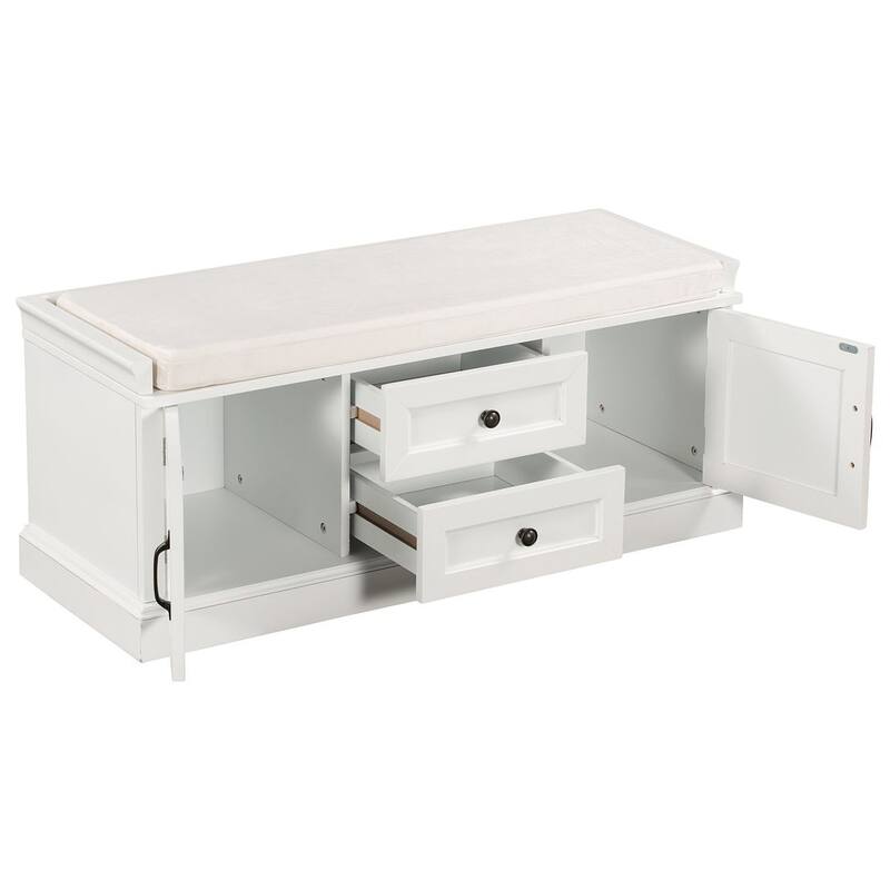 Storage Bench Shoe Bench with Removable Cushion for Living Room