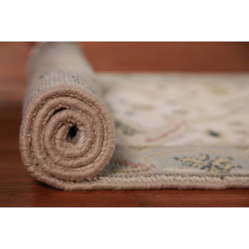 All-Over Oushak Oriental Runner Rug Hand-Knotted Wool Carpet - 2'7"x 7'10"