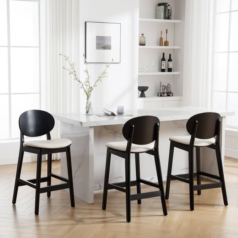 26-Inch Upholstered Wood Counter Stool/ Barstools - 37.4"H x 17.3"W x 18.7"D