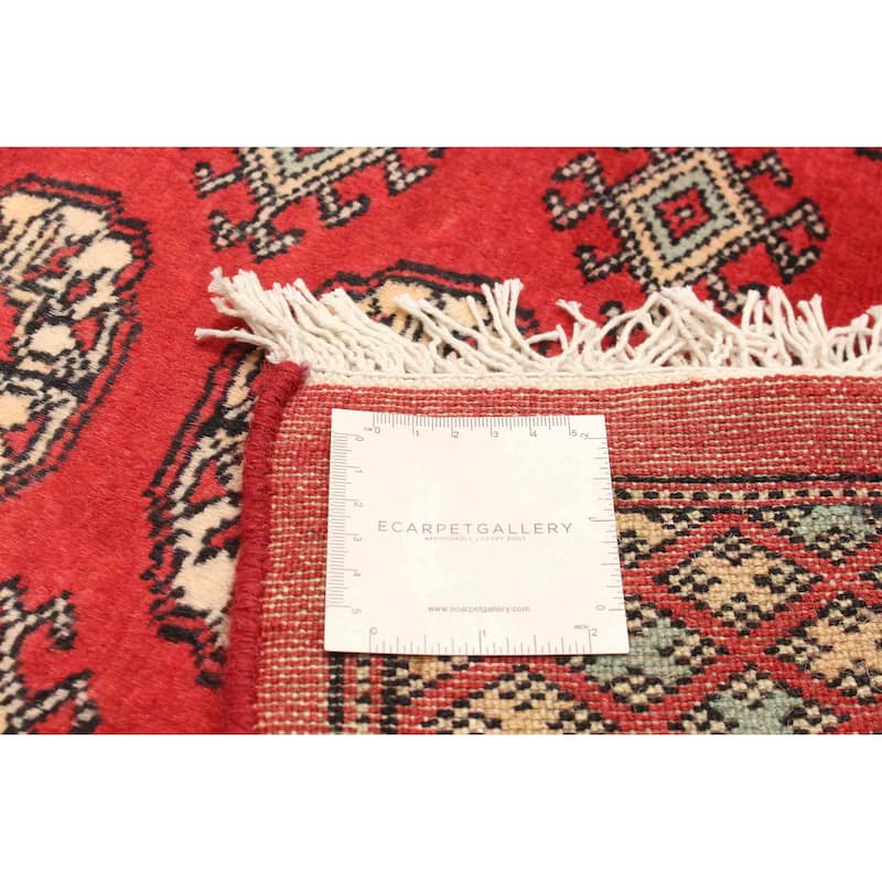 ECARPETGALLERY Hand-knotted Peshawar Bokhara Red Wool Rug - 3'1 x 4'10