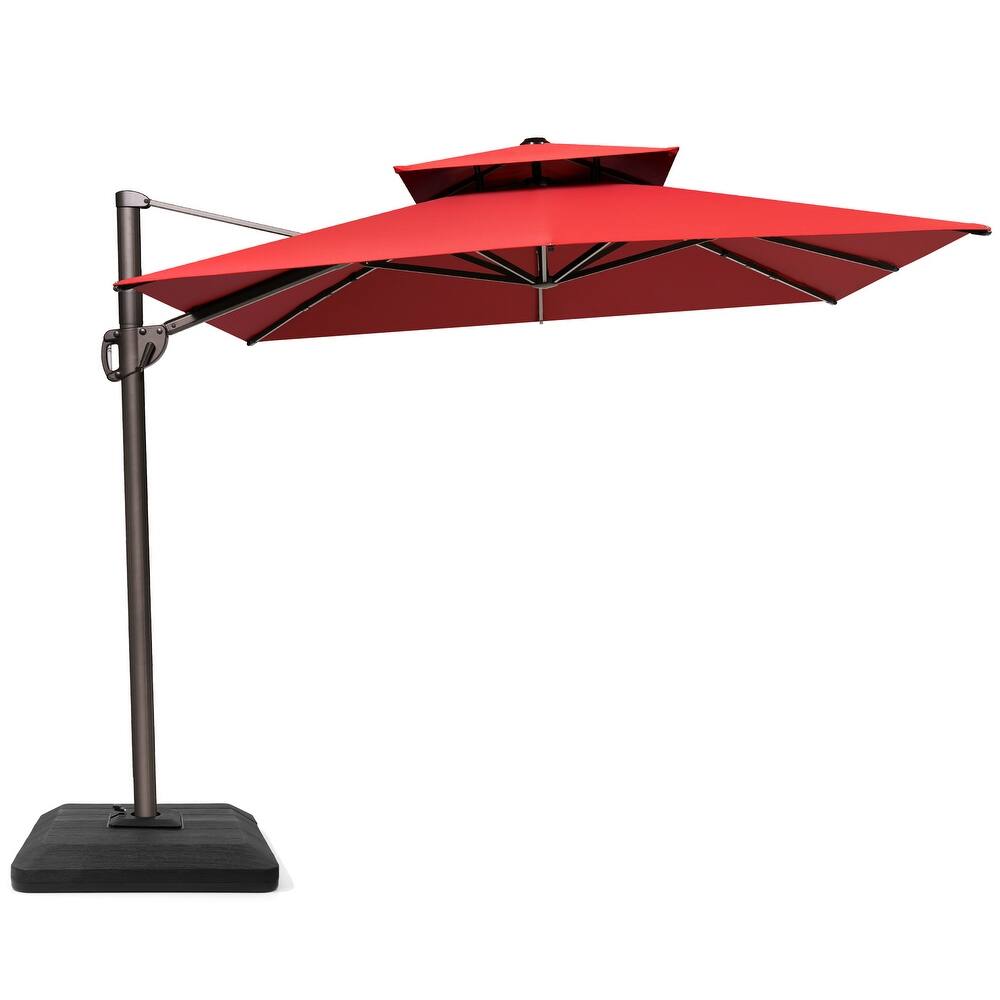 Outdoor 9 x 11 ft Patio Offset Cantilever Umbrella with Weights Base