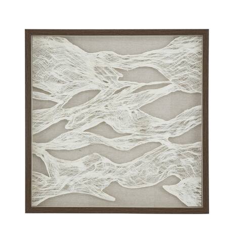 Abstract Paper and Linen Framed Wall Decor - White/Brown