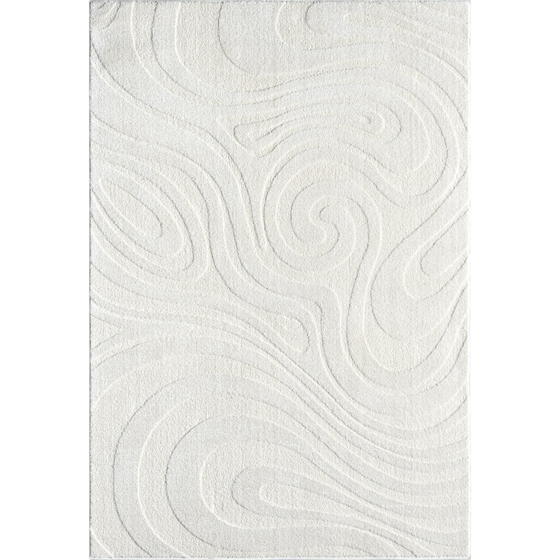 Abani Cozy COZ130A Modern Cream Swirl Waves Area Rug
