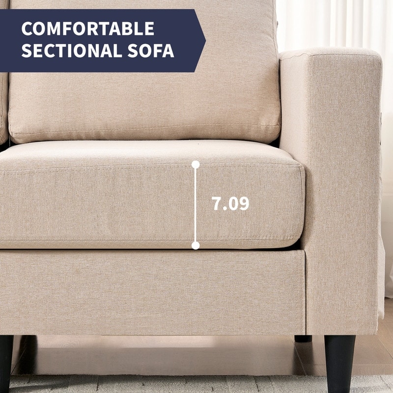 Mixoy 108" Linen Oversized Modular Sectional Sofa,L-Shaped Sectional Sofas with Side Pocket,Large 6 Seater Corner Sofa