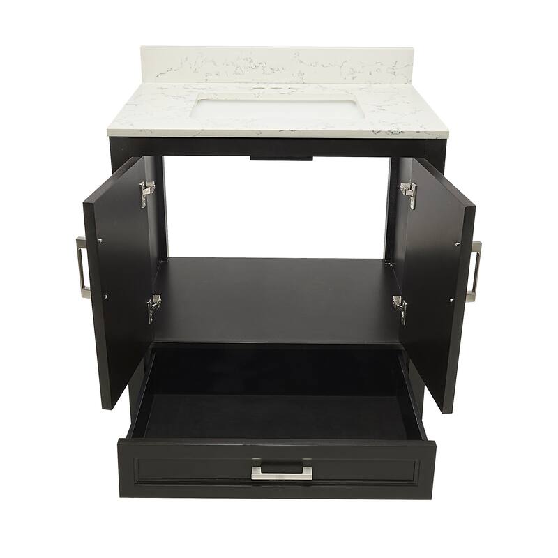 Nevado 37" Bathroom Vanity with Cultured Marble Vanity Top Sink in White with White Basin