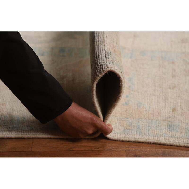 Vegetable Dye Floral Oushak Turkish Large Rug Hand-Knotted Wool Carpet - 9'10"x 14'0"