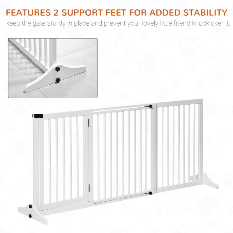 White Pine Wood Adjustable Dog Gate with Door and Safety Catch - 44.5"-65.25" L x 14.25" W x 28" H