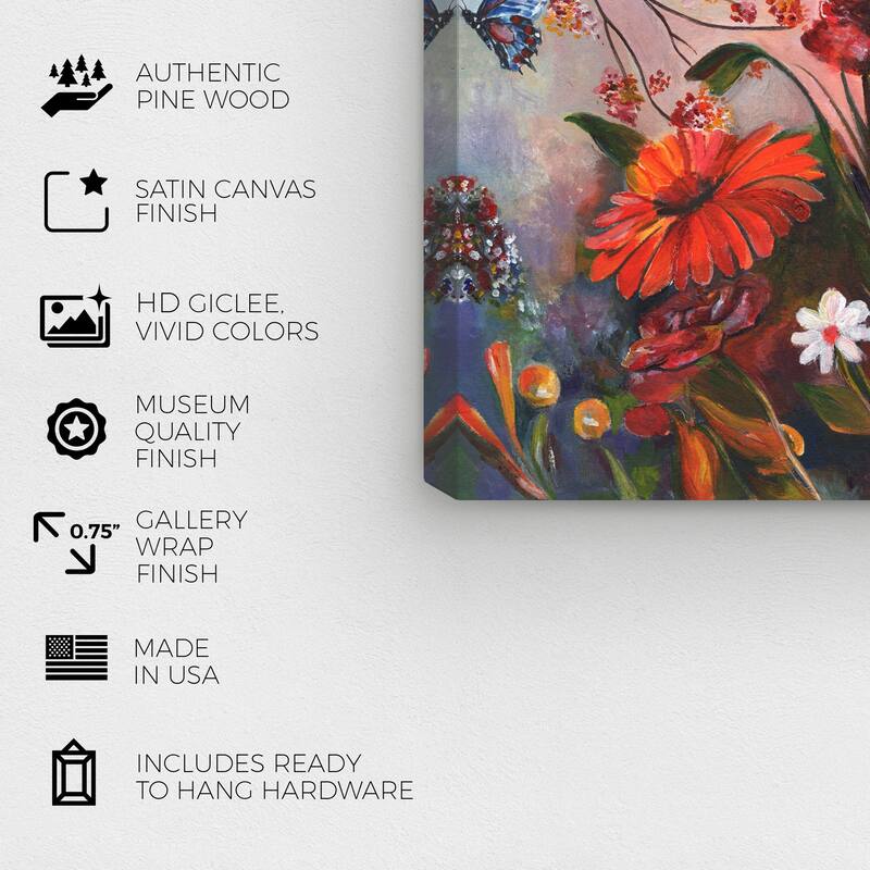 Wynwood Studio Canvas Floral and Botanical Nature Beauty Red and Light Gray Traditional Wall Art Canvas Print - Red, Gray
