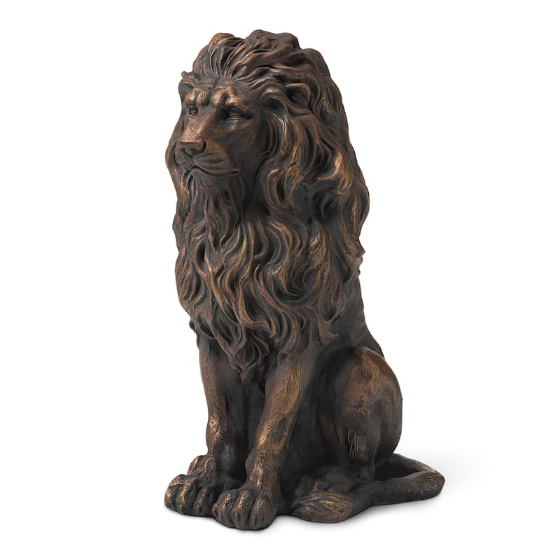 Glitzhome MGO Vintage Sitting & Lying Lion Guardian Garden Statue Porch Sculpture Indoor Outdoor