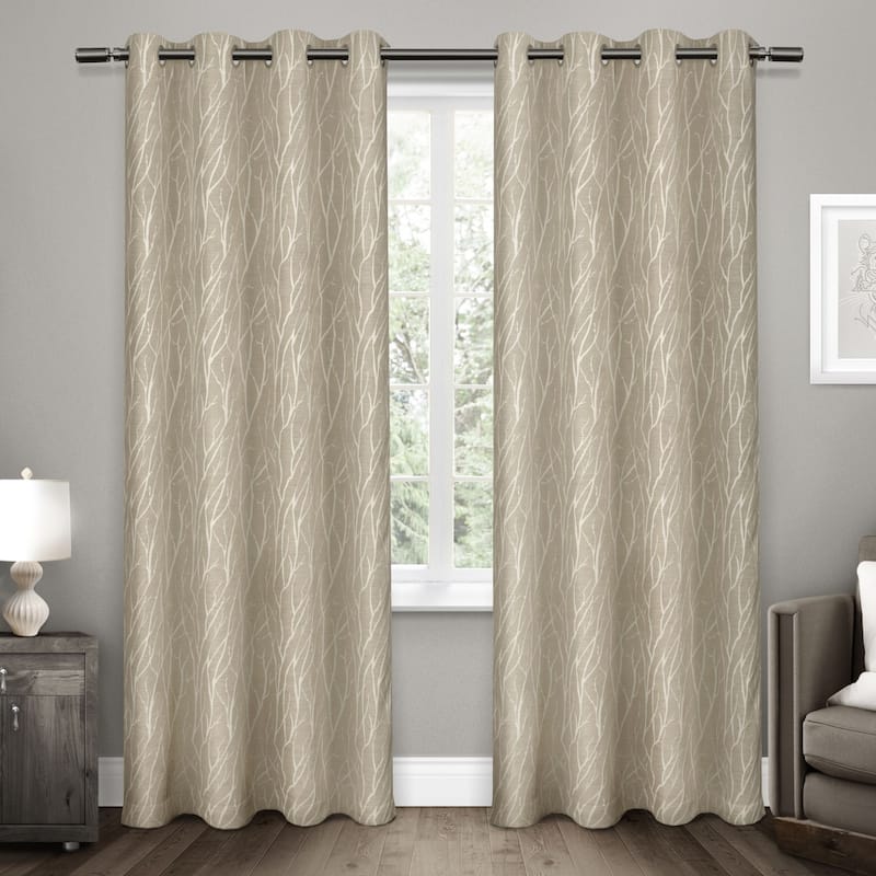 ATI Home Forest Hill Woven Room Darkening Blackout Grommet Top Curtain Panel Pair - 52x84 - Natural