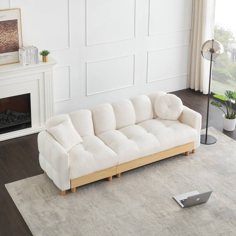 87" Tech Fabric, Teddy Velvet Upholstered Sofa Bed with Storage