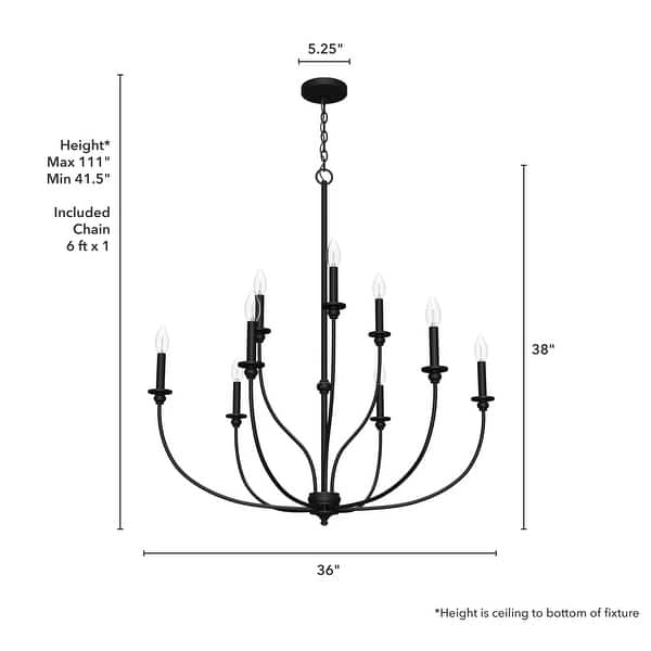 dimension image slide 6 of 10, Hunter Southcrest Chandelier - Entry, Dining Table, Kitchen Island - Farmhouse, Transitional, Candle