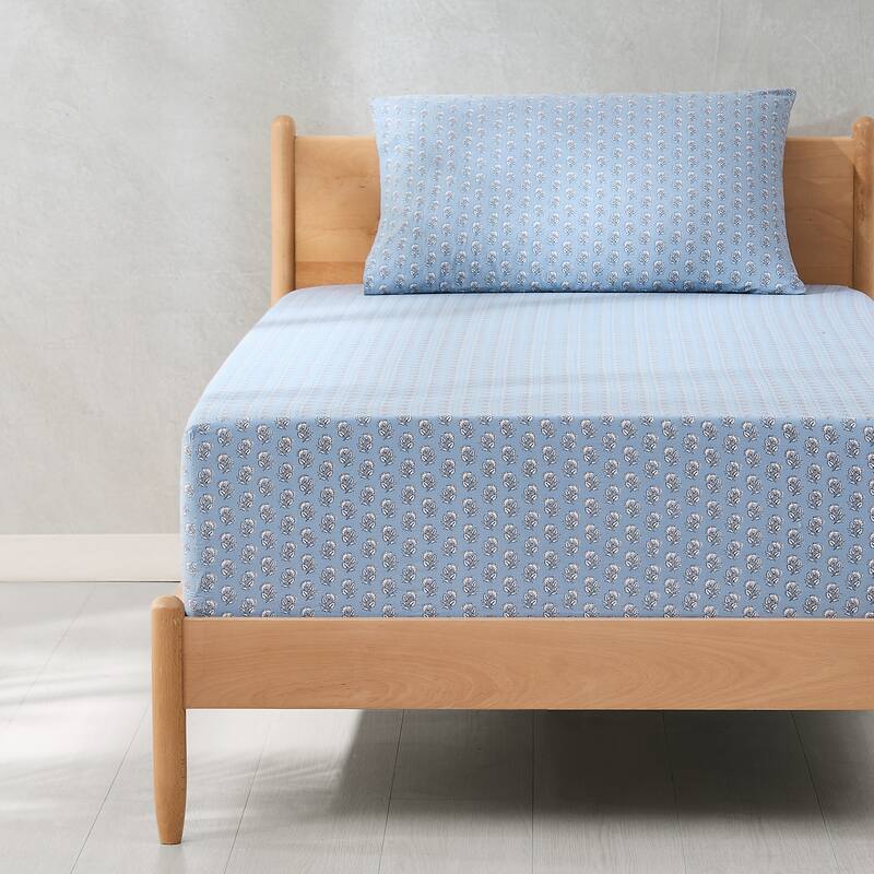 Lush Decor Freesia Blue Cotton Sheet Set