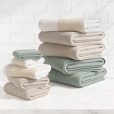 Linery & Co. Ultra-Soft Cotton and Linen Like Border Towel Set