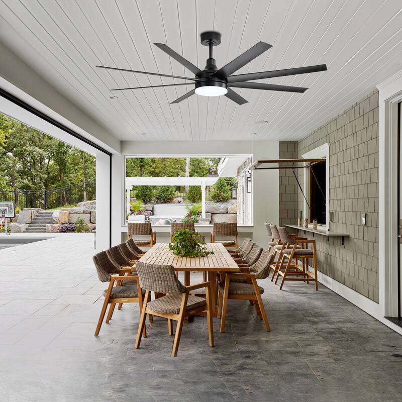 52"/ 65"/72" Black LED Ceiling Fan with Light Kit and Remote(5/8 Blade)