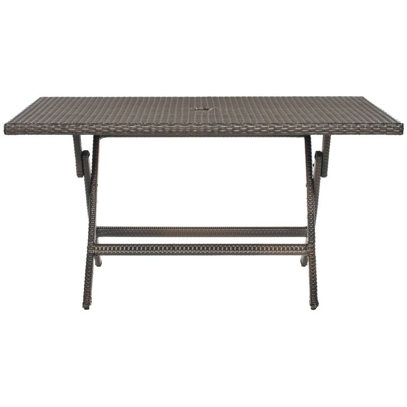 SAFAVIEH Outdoor Klervi Wicker Rectangle Folding Table. - 55Wx32Dx28H
