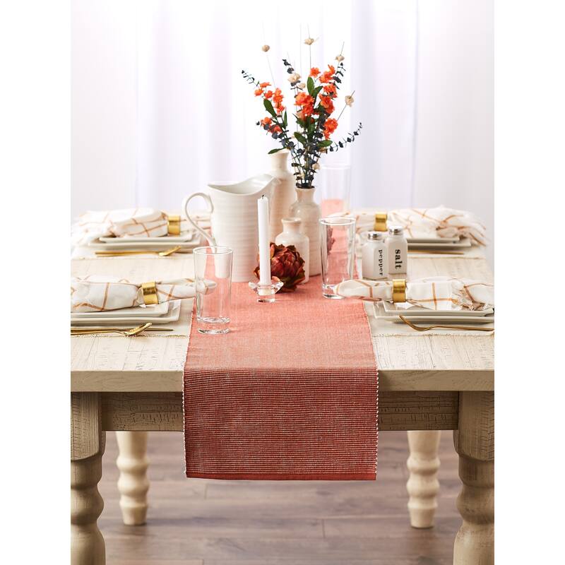 DII Black & White 2-Tone Ribbed Table Runner
