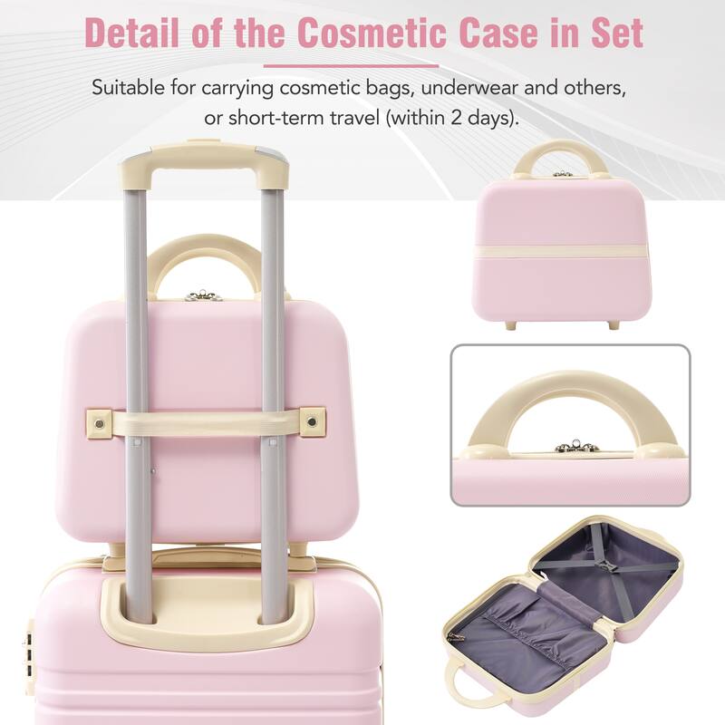 Lightweight 3-Piece Hardside Luggage Set with TSA Lock, 20" & 28" Spinner Suitcases & Cosmetic Case