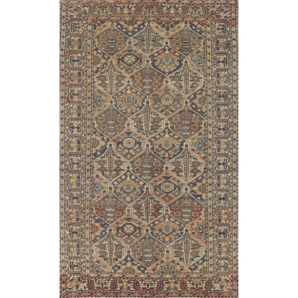 All-Over Bakhtiari Vintage Persian Area Rug Handmade Wool Carpet - 5'4" x 9'9"