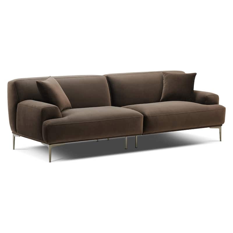 Mineta 92" Velvet Performance Fabric Sofa - Shadow Brown