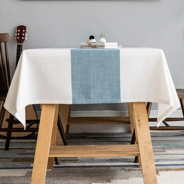 Linen Table Cover for Kitchen Dining Tabletop Decoration, Blue. Opens flyout.
