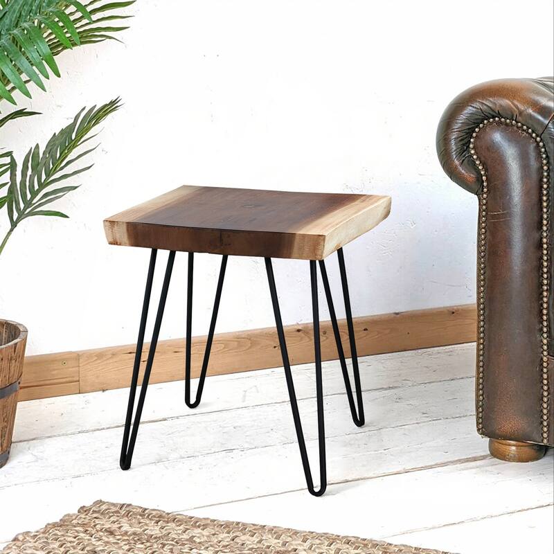 Greenage Teak End Table Solid Live Edge Side Table