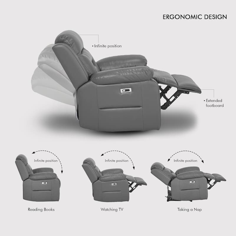 3-Piece Faux Leather Modular Design Power Recliner Sofa Set with USB&USB-C Charging