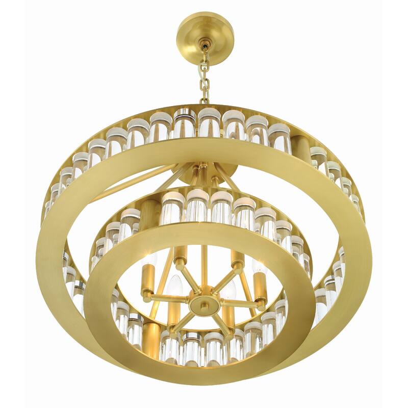Libby Langdon for Crystorama Farris 6 Light Aged Brass Chandelier - 24.5"W x 20"H x 24.5"D