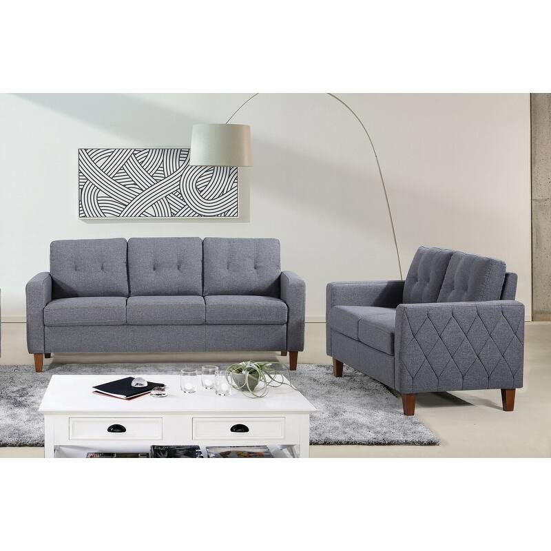 Harrad Tufted Mid-Century 2 Piece Living Room Set - Dark Gray