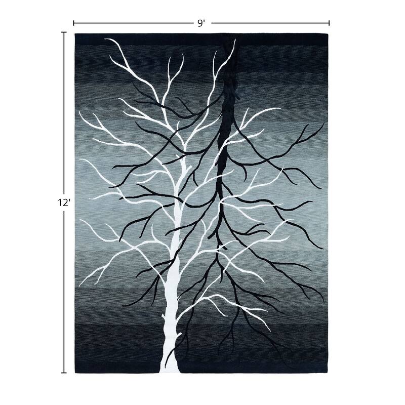 Modern One-of-a-Kind Handmade Area Rug - Gray, 9' 0" x 12' 0" - 9' 0" x 12' 0"