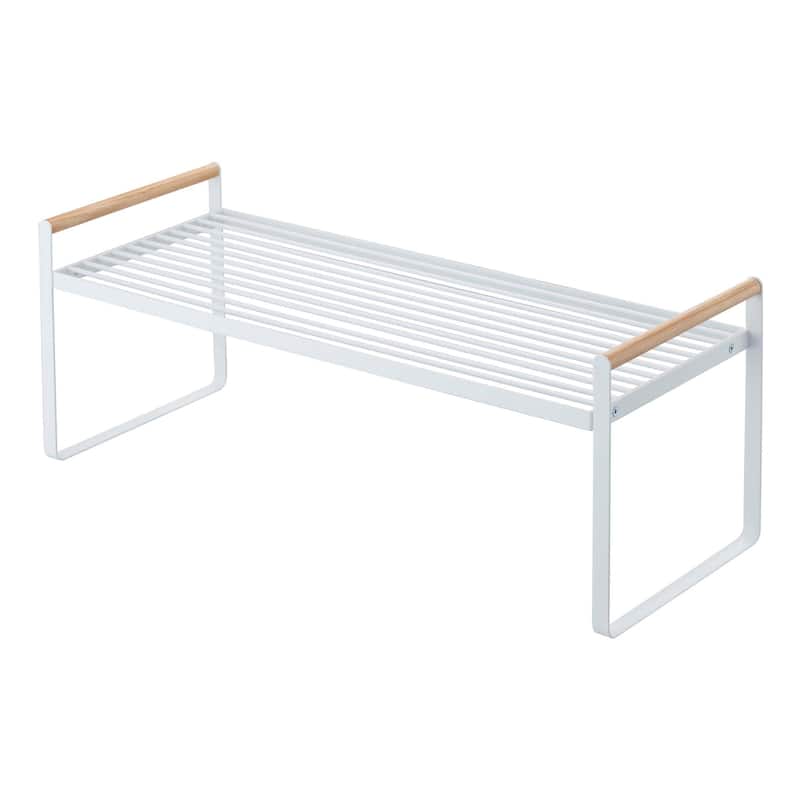Yamazaki Home Countertop Wire Shelf, Steel and Wood, Holds 11 lbs - L 8.86 x W 23.62 x H 8.66 inches