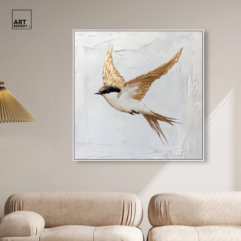 Simple Golden Swallow Canvas by Art Remedy
