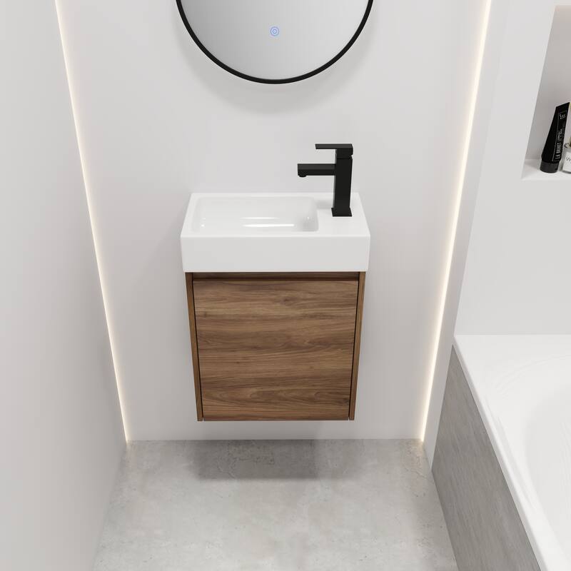 GDFStudio - Jasper Modern 18 Inch Floating Bathroom Vanity with Single Sink