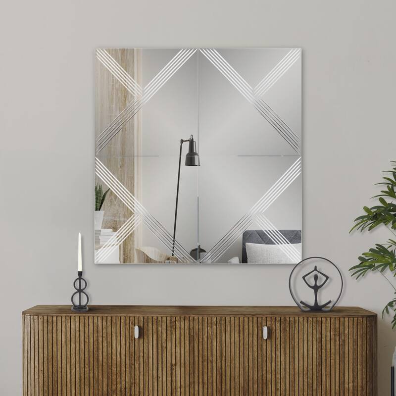 Adoree V Grooved Square Mirror - 20H X 20W X 1D