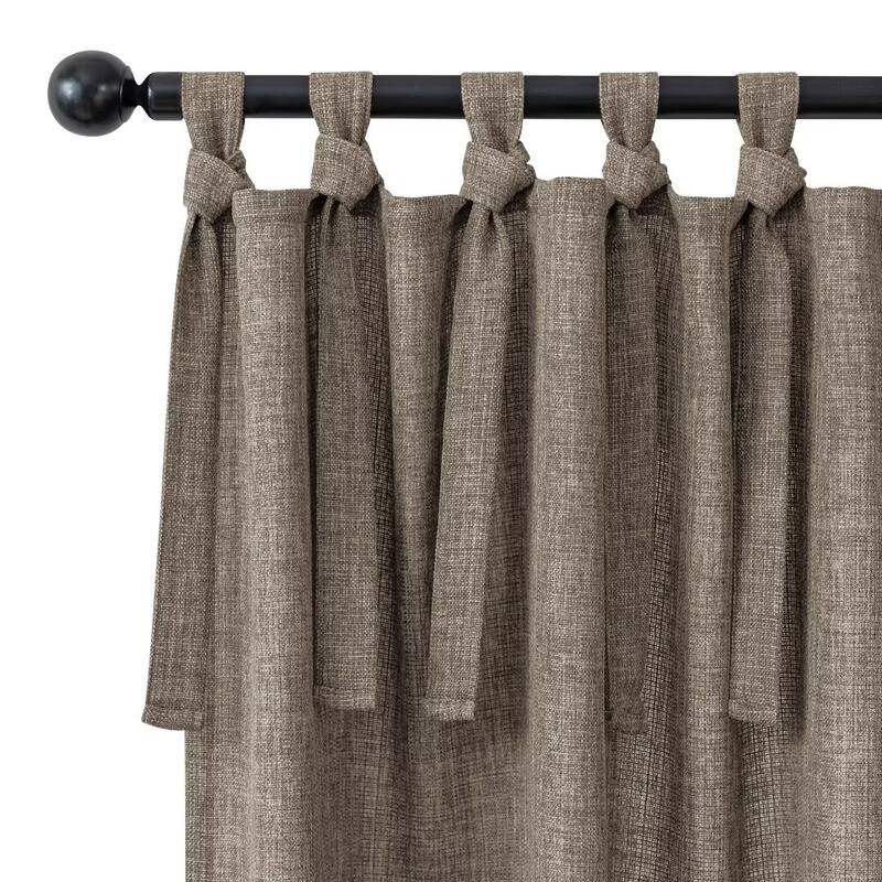 Linen Texture Tie Top Room Darkening Curtain Pair(2 panels)