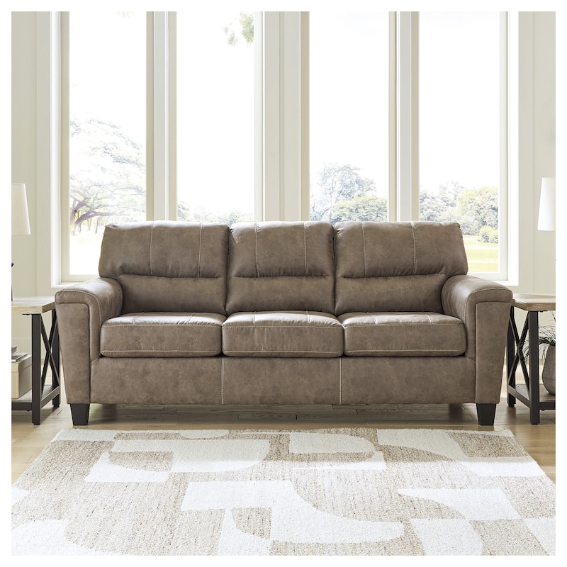 Signature Design by Ashley Navi Brown/Beige Sofa - 89"W x 38"D x 39"H - 89"W x 38"D x 39"H - Fossil