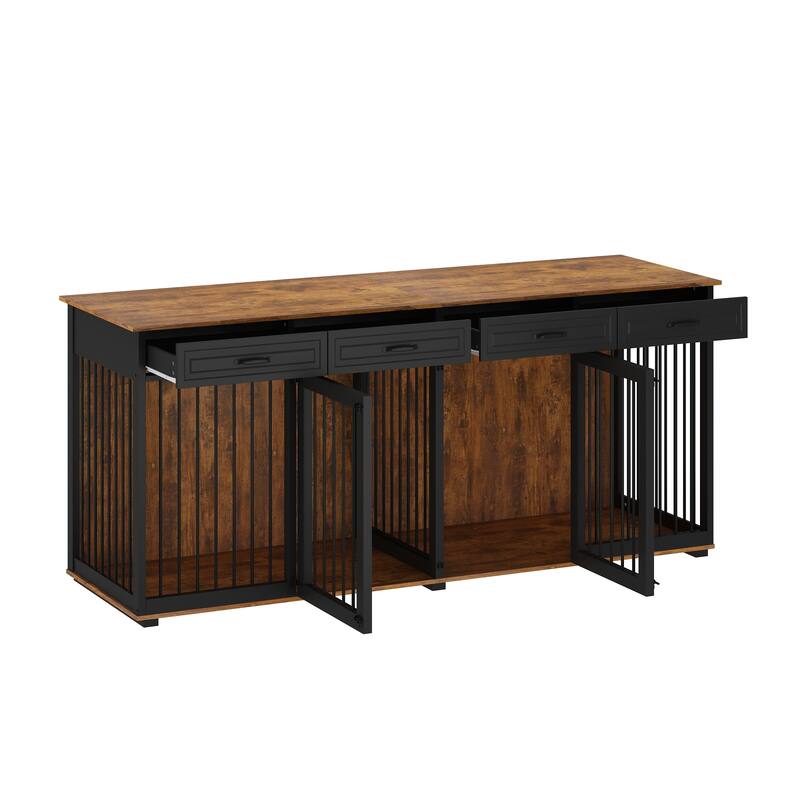Spacious Dog Crate Furniture w/Convenient Drawers Dog Kennel Solution