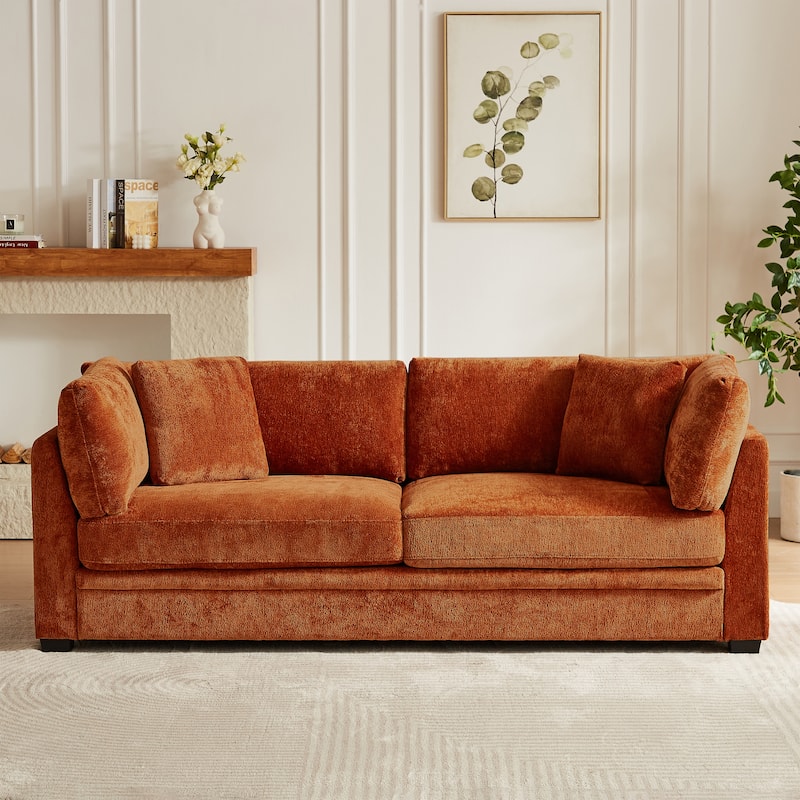 Christopher Knight Home - Flare Modern Upholstered Sofa with Flared Arms - Caramel
